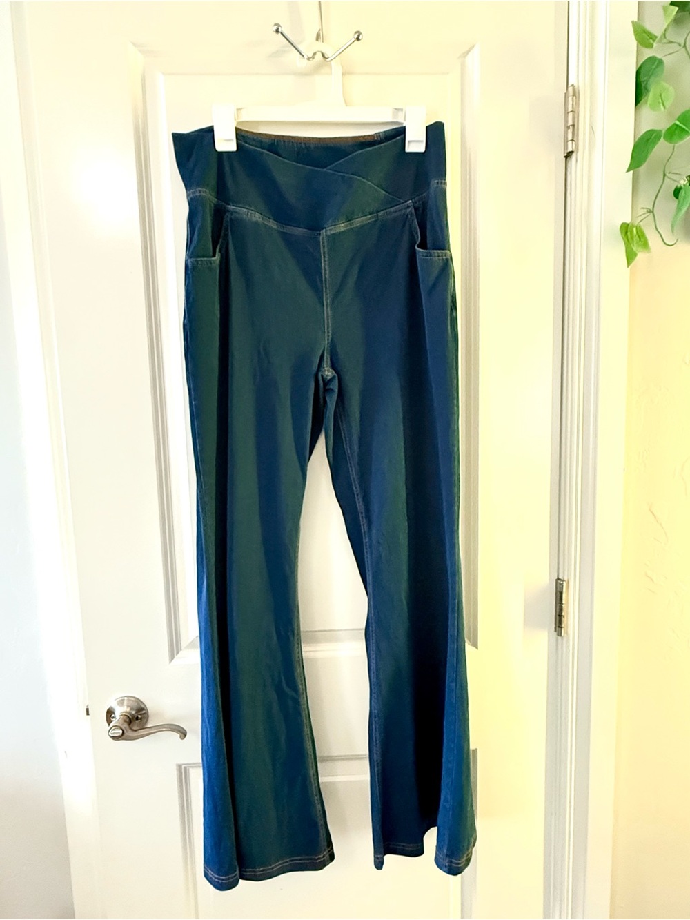 Halara Crossover High Waisted Flare Denim Pants - Dark Wash - Size XL Regular